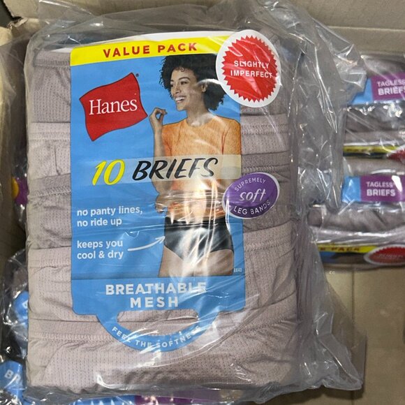Hanes Women's Breathable Mesh Briefs – LOT 35 - 180 pcs 18 packs (10 ea) – Sz 7 - Picture 1 of 3